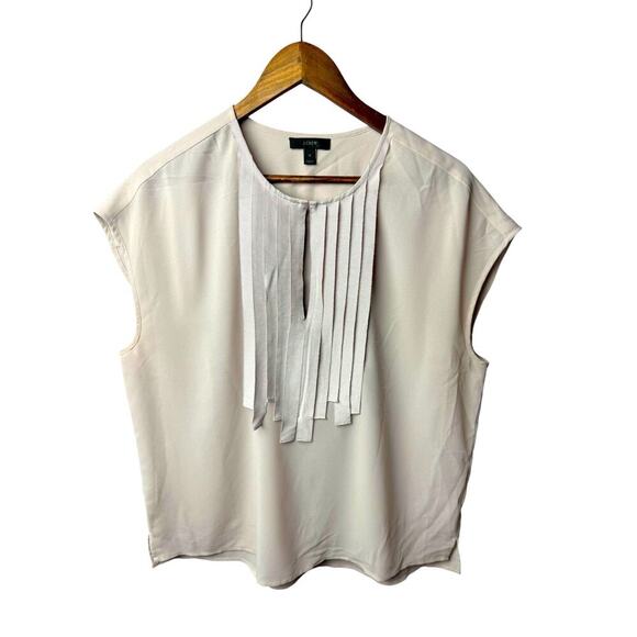 J.Crew Pleated Front Blouse – Size 10 | Elegant Sleeveless Work Top - Picture 1 of 6